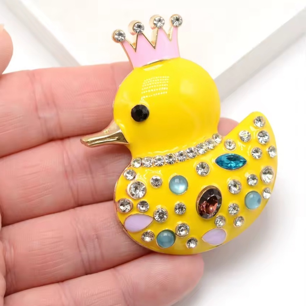 Yellow Duck Brooch with Gem Accents